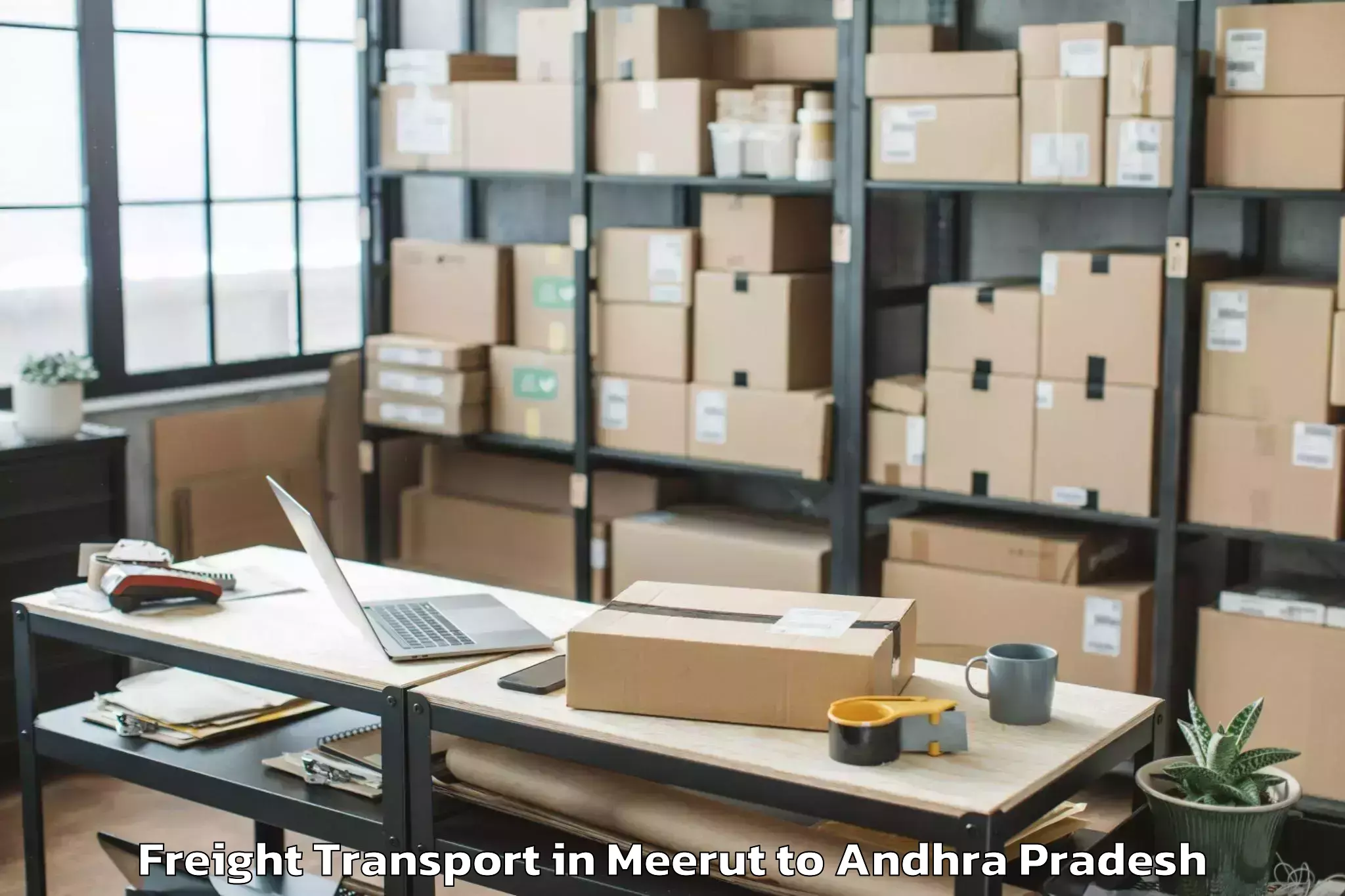 Professional Meerut to Ponnur Freight Transport